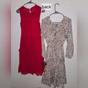 Monteau Red and Floral Long Sleeve Dresses